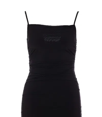 Michael Kors Form-fitting Midi Dress With Spaghetti Straps In Black