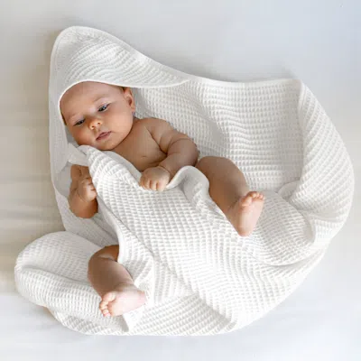 Ettitude Waffle Hooded Baby Towel In Cloud