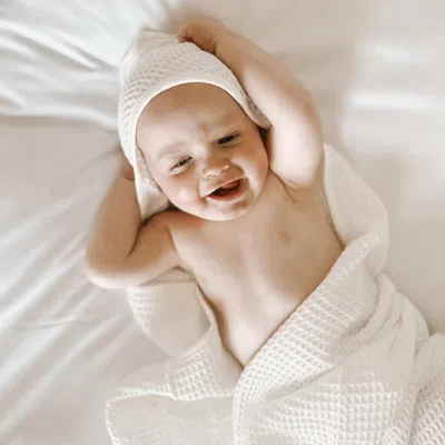 Ettitude Waffle Hooded Baby Towel In Cloud