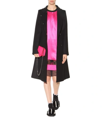 Shop Givenchy Lace-trimmed Silk Dress In Fushia