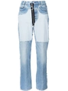 OFF-WHITE contrast panel boyfriend jeans,OWCE021F160408347100