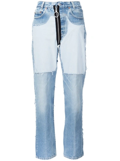 Shop Off-white Contrast Panel Boyfriend Jeans