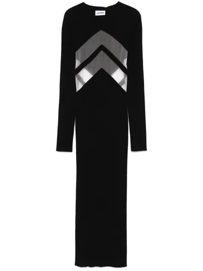 Jean Paul Gaultier Paneled Jersey Midi Dress In Black