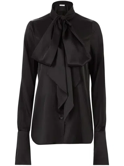 Nina Ricci Satin Lavaliere Shirt In U Noir
