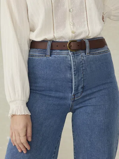 Faherty Leather Belt In Saddle Brown
