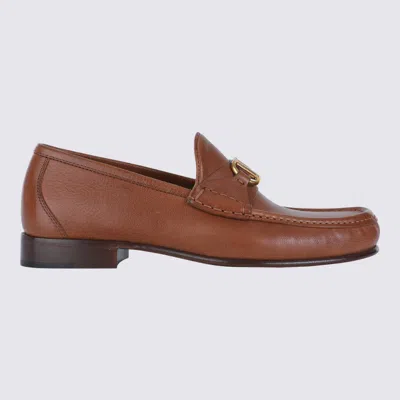 Valentino Vlogo Signature Loafers Gold-tone Hardware In Brown