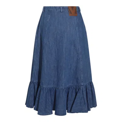 Valentino Garavani Blue Denim Cotton Skirt In Medium Blue