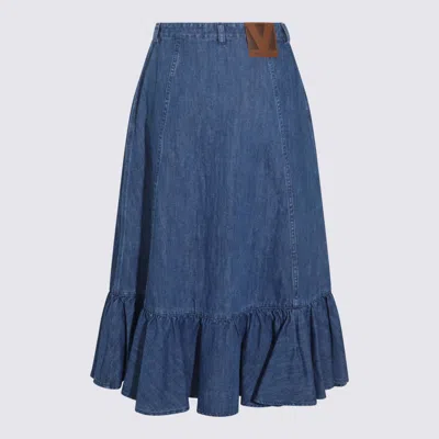 Valentino Garavani Blue Denim Cotton Skirt In Medium Blue