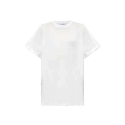 Max Mara Mango Logo Embroidered Cotton T-shirt In White