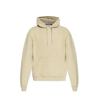 Burberry Cotton Hooded Sweatshirt Men In Beige