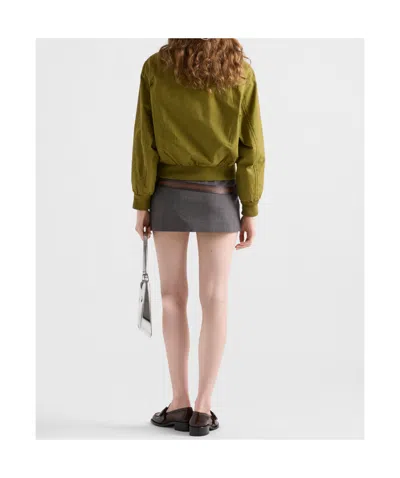 Prada Olive Poplin Jacket In Green