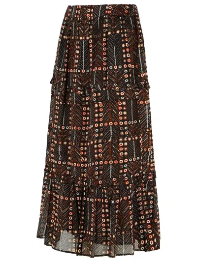 Isabel Marant Étoile Marant Etoile Women Diya Biologic Cotton Skirt With All-over Print In Black