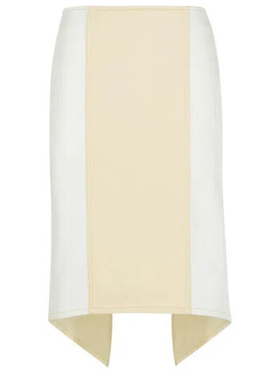 Jw Anderson Cotton Skirt With Layered Asymmetric Hem In White