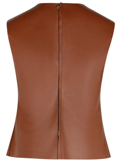 Jw Anderson Leather Tank Top Seam Detailing In Brown
