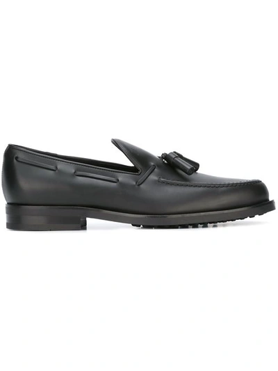 Tod's Leather Tassel Loafers In Black