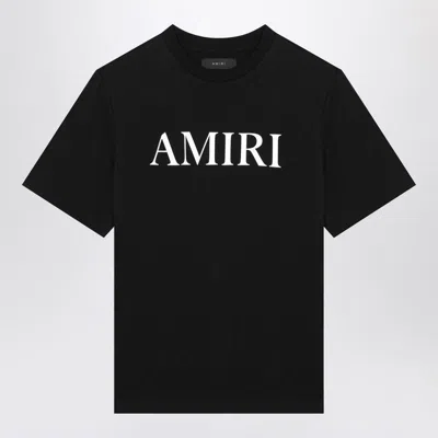Amiri Black Crewneck T-shirt With Logo Lettering Print On The Front In Cotton Man In Black