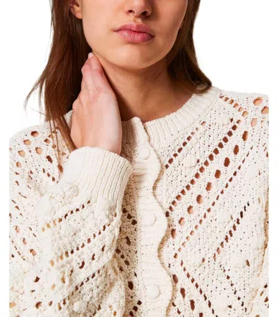 TWINSET TWINSET LIGHT NATURAL CROPPED CARDIGAN 