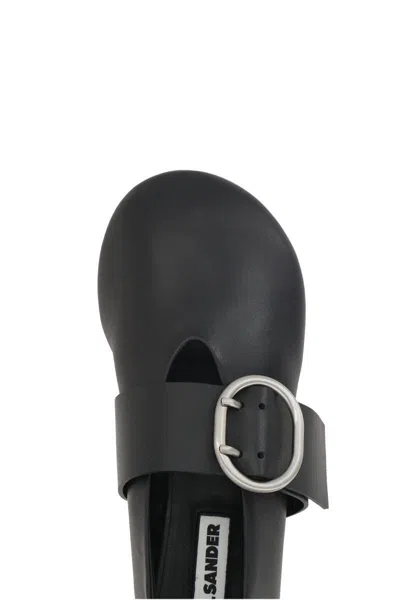 Jil Sander Smooth Leather Ballerinas In Black