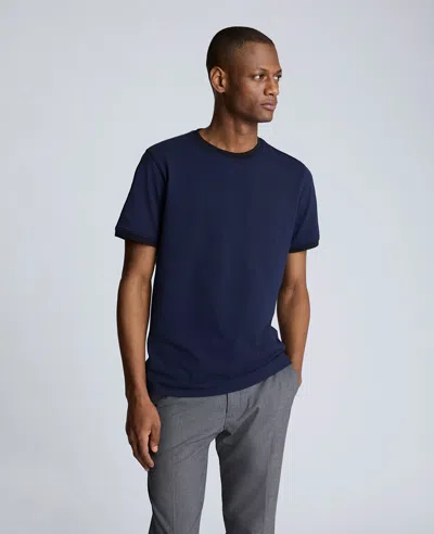 Kenneth Cole Ribbed Crewneck Tee In Navy