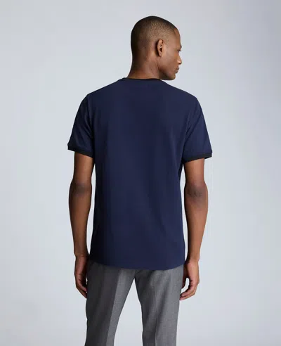 Kenneth Cole Ribbed Crewneck Tee In Navy
