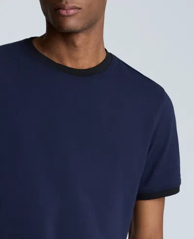 Kenneth Cole Ribbed Crewneck Tee In Navy