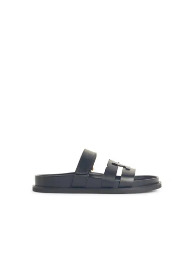 Tory Burch Sport Slide Leather Sandals In Black