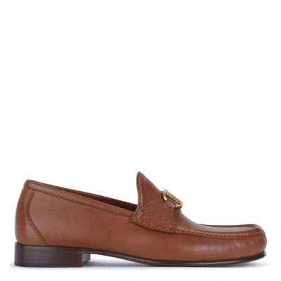 Valentino Vlogo Signature Loafers Gold-tone Hardware In Brown
