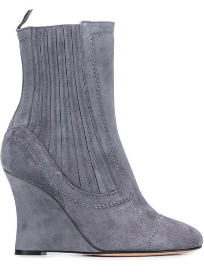 Shop Alchimia Di Ballin Ribbed Wedge Ankle Boots In Grey