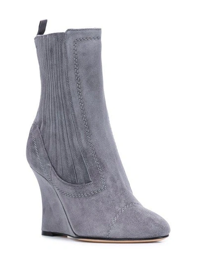 Shop Alchimia Di Ballin Ribbed Wedge Ankle Boots In Grey