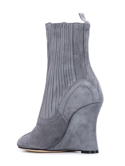 Shop Alchimia Di Ballin Ribbed Wedge Ankle Boots In Grey