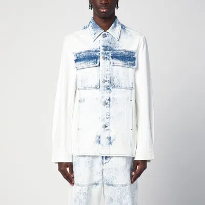 Dries Van Noten Faded Denim Shirt With Front Pockets In Blue