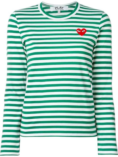 Shop Comme Des Garçons Play Striped Long Sleeve T-shirt