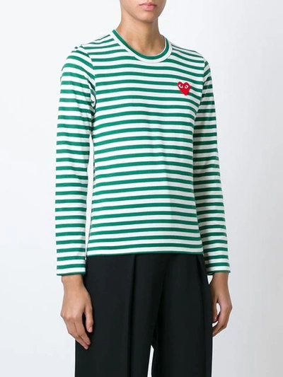 Shop Comme Des Garçons Play Striped Long Sleeve T-shirt