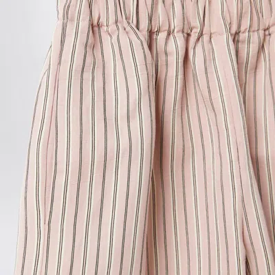 Il Gufo Striped Top And Straight Pants Set In Pink