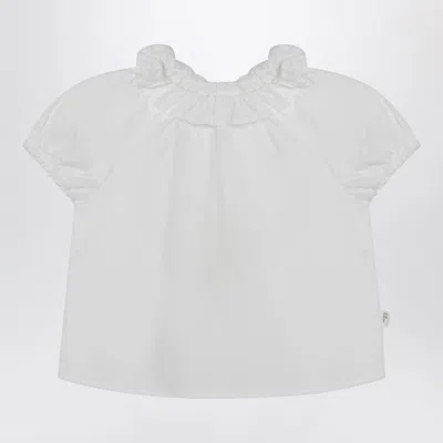 Teddy & Minou White Blouse With Ruffles In Cotton In White