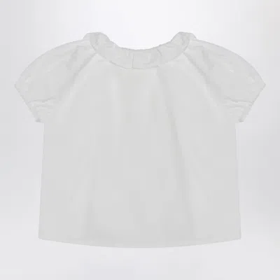 Teddy & Minou White Blouse With Ruffles In Cotton In White