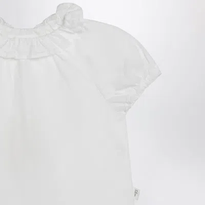 Teddy & Minou White Blouse With Ruffles In Cotton In White
