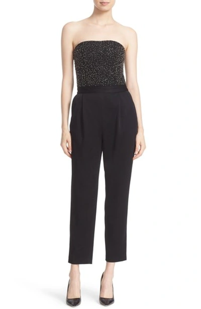 Shop Alice And Olivia 'jeri' Beaded Bodice Strapless Jumpsuit In Black