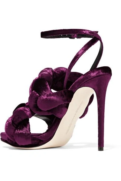 Shop Marco De Vincenzo Braided Velvet Sandals In Grape