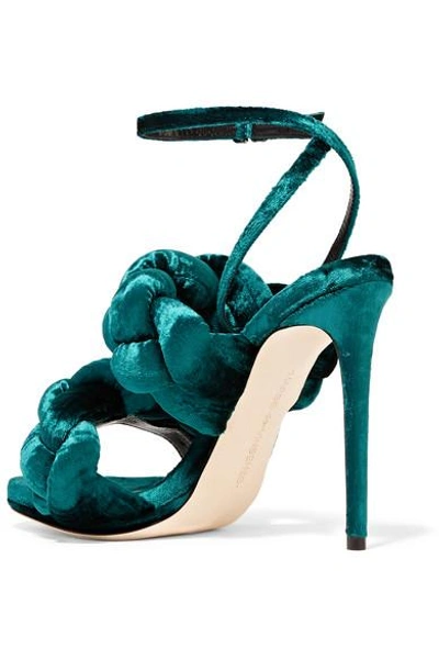 Shop Marco De Vincenzo Braided Velvet Sandals In Emerald