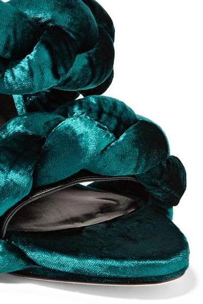 Shop Marco De Vincenzo Braided Velvet Sandals In Emerald