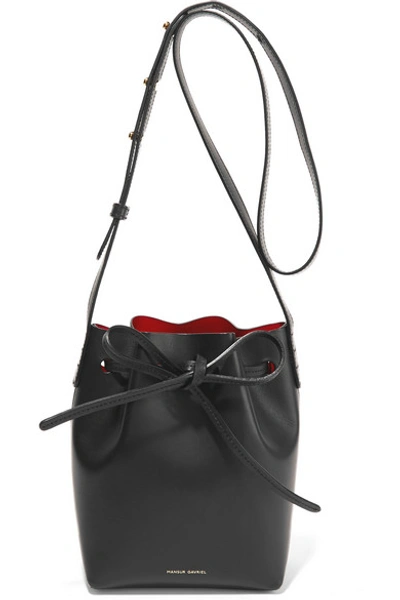 Mansur Gavriel Mini Mini Leather Bucket Bag In Black