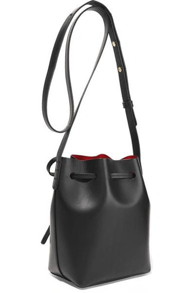 Shop Mansur Gavriel Mini Mini Leather Bucket Bag In Black