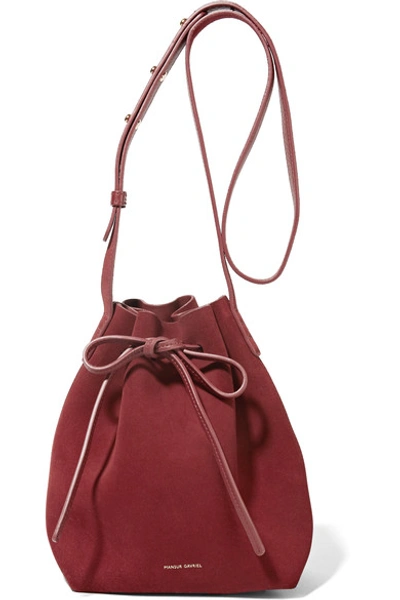 Mansur Gavriel Mini Suede Bucket Bag In Red