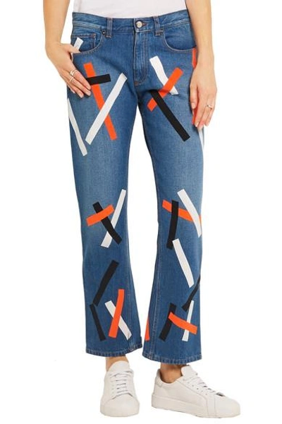 Shop Christopher Kane Taped Mid-rise Wide-leg Jeans