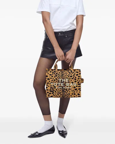 Marc Jacobs The Medium Cheetah Canvas Tote Bag In Black