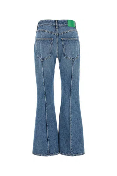 Bottega Veneta Flared Leg Denim Jeans With Contrast Stitching In Blue