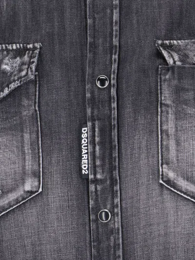 Dsquared2 Western Style Shirt With Chest Pockets And Pointed Collar In Grey