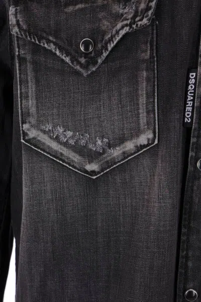 Dsquared2 Western Style Shirt With Chest Pockets And Pointed Collar In Grey