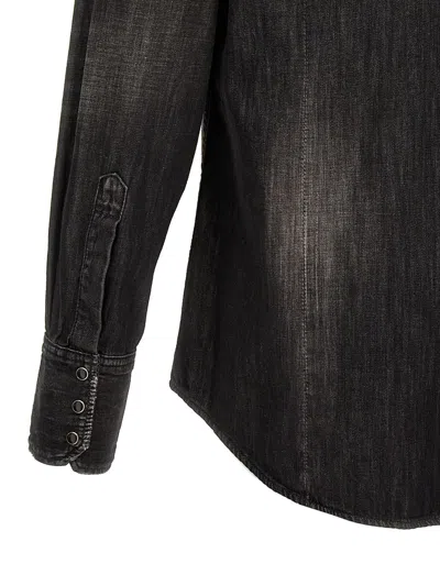 Dsquared2 Western Style Shirt With Chest Pockets And Pointed Collar In Grey